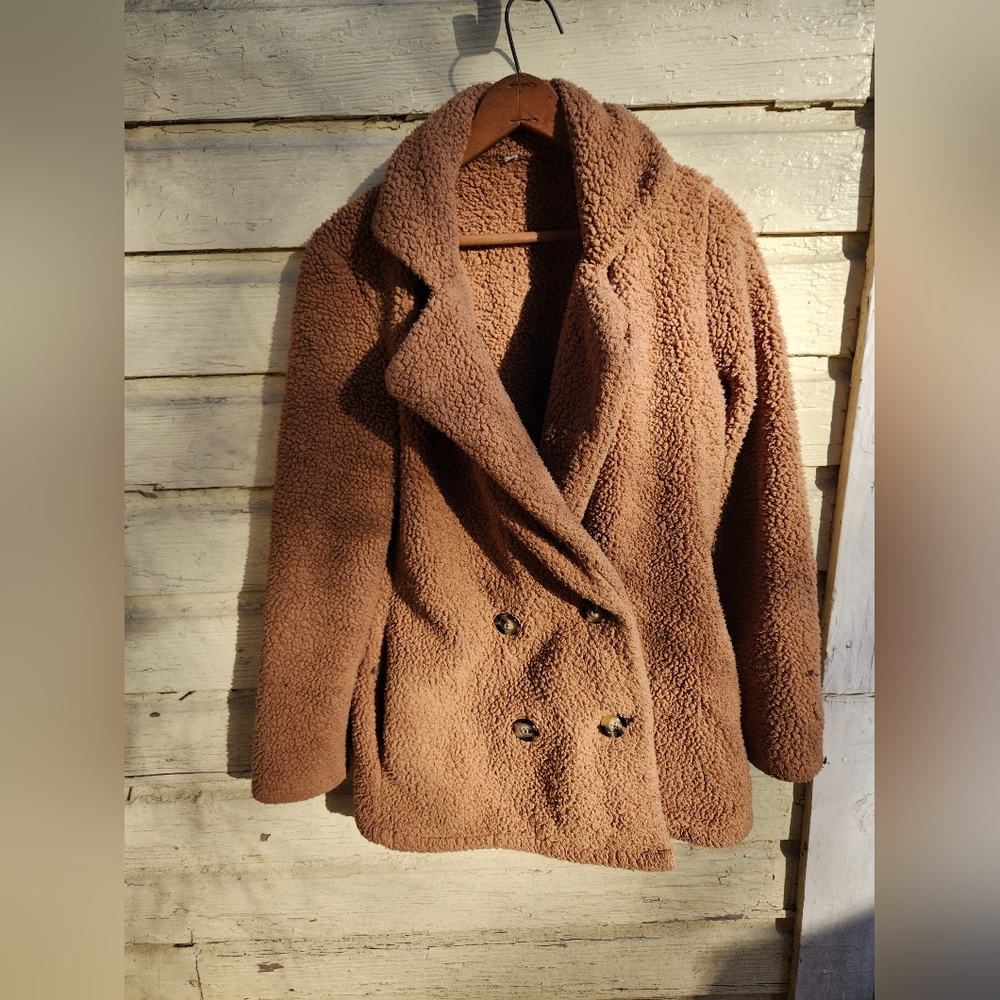❤️‍🔥3/$18 Unbranded Teddy Bear Casual Cozy Double-Breasted Coat